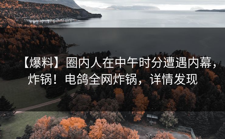 【爆料】圈内人在中午时分遭遇内幕，炸锅！电鸽全网炸锅，详情发现
